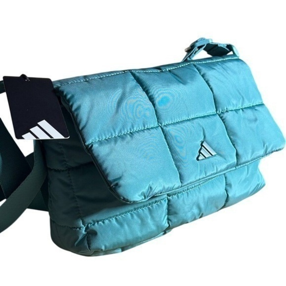 Adidas Quilted Crossbody Powder Teal Green Puffer Bag Purse Adjustable Strap NWT